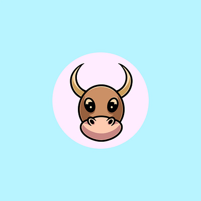Cute Baby Bull Face Smiling branding graphic design stock vector ui