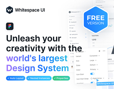 Whitespace UI - Design System and UI kit - FREE version dark mode design design system figma free ui graphic design hero image homepage langing page ui ui design ui kit ux ux design web page whitespace ui