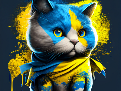 Ukrainian Braveheart cat character graphic design illustration mascot nft supportukraine ukraine ukrainianbraveheart