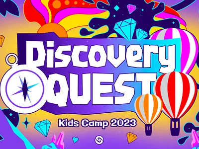 Discovery Quest adventure branding camp celebration church design discovery explore gems graphic design hot air balloon illustration illustrator jungle kids quest sunday theme vbs vector