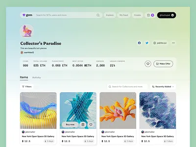 NFT Marketplace - Collection ai branding clean coin collections concept crypto design details gradient marketplace ui ux web web3 webdesign