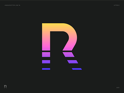 Letter R - Reflection. 36 Days of Type. Day 18 ai blockchain branding for sale futuristic gradient icon identity letter r lettering logo neuronet r r logo retro startup tech type typography unused