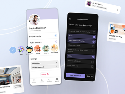 System UI Refresh 🫧 android avatar brand cards checkbox components design system dscout illustration ios mobile participant profile research researcher rewards select stories survey