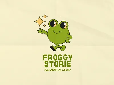 Character design // kids camp branding cartoon character design frog frog logo graphic design ill illustration logo logotype retro retro character design retro logo texture toad vintage