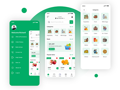 Grocery Delivery Mobile App android app design ios apps delivery app design designer figma flutter grocery hire me hire ui ux designer ios landing page mobile app page design react native ui uiux ux web