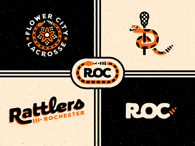Rochester Rattlers brand branding concept lacrosse lax logo rattlers rattlesnake retro rochester snake sports vector