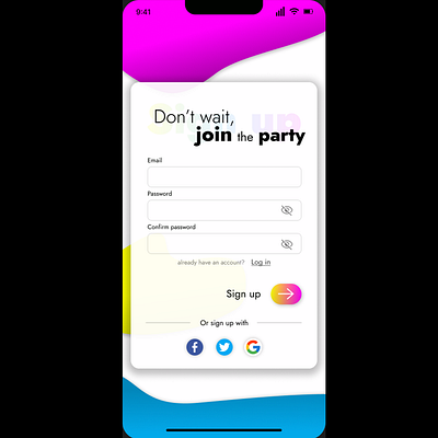 Sign up mobile page app design mobile design ui ux