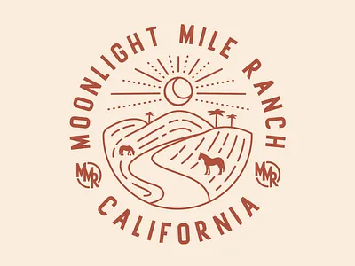 Moonlight Mile Ranch Official Logo brand brand identity branding chad pinckney cowboy design graphic design horse icon illustration illustrator logo logo design logos malibu pinckney ranch