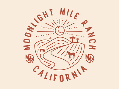 Moonlight Mile Ranch Official Logo brand brand identity branding chad pinckney cowboy design graphic design horse icon illustration illustrator logo logo design logos malibu pinckney ranch