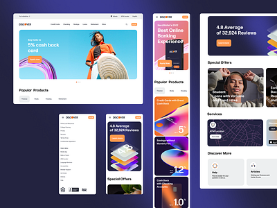 Discover.com Redesign banking branding concept design discover figma flat graphic design illustration interface minimal mobile redesign service typography ui ux web website