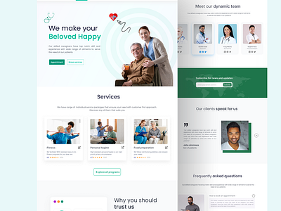 Caregiver Landing Page alzheimars caregiver dementia elderly healthcare inspiration nursing oldhome product design seniorcare ui ux website