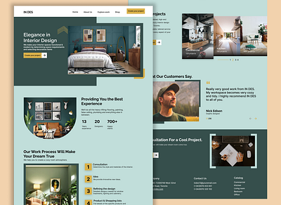 Landing page of interior designing company. branding graphic design landing page ui web design