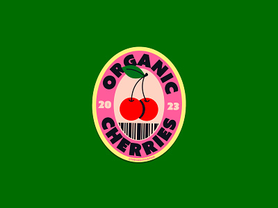 Organic Cherries branding cherries fruit icons illustration illustrator organic stickers the creative pain vector