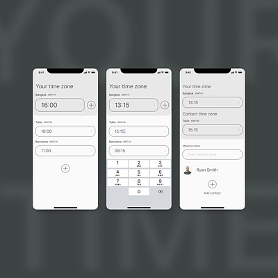 Concept app "Your time zone" app calculator concept ui