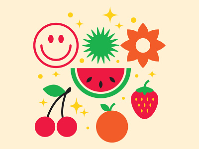 Simple fruit branding cherries design fruit icons illustration illustrator orange strawberries the creative pain vector watermelon