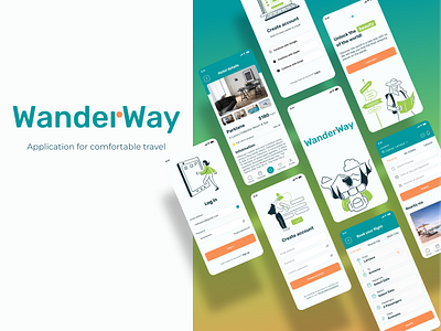 Mobile app for travelling WanderWay 3d adobe app branding desctop design ecommerce ecommerse website figma graphic design illustration interface logo mobile app mobile design ui uiux