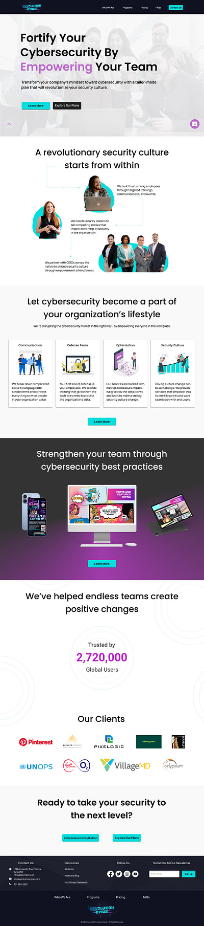 RevolutionCyber - Cyber Security figma landing page mobile design ui user experience ux xd