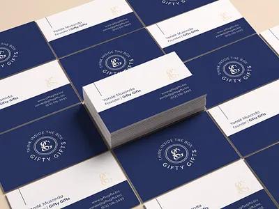 Gifty Gifts Business Cards blue brand brand assets branding business business cards cards clean design gift gifting giving graphic design logo minimal monogram print print design swag visual design