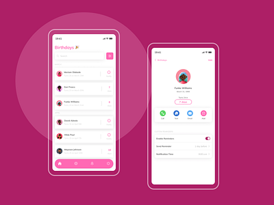 Birthday Reminder | Mobile App birthday app birthday reminder app interface design mobile app mobile design ui ui design ui designer
