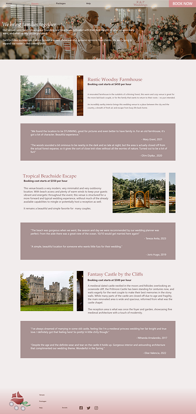 Wedding Venue Site design ui user experience ux web layout website design
