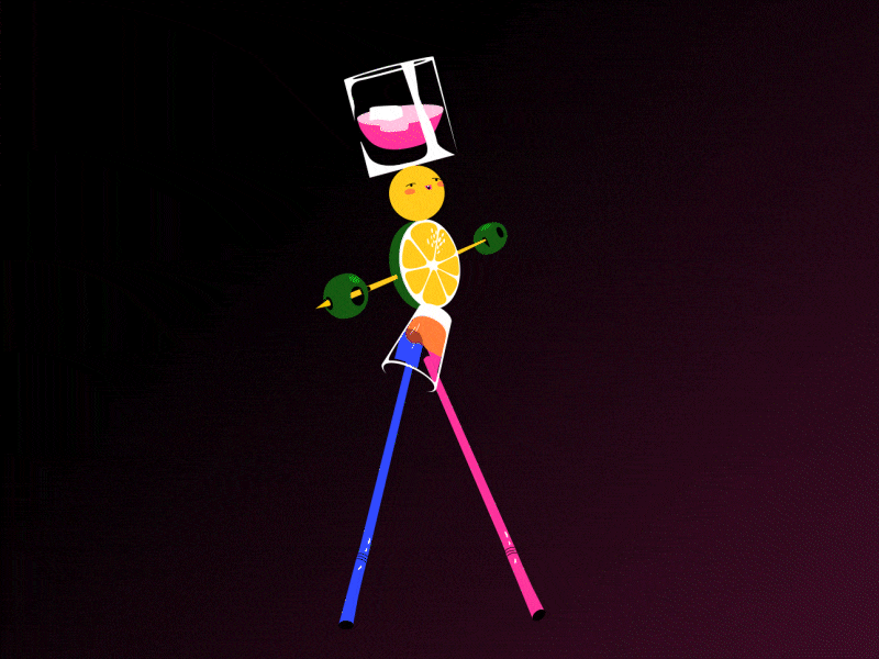 Funny Cocktail 3d animated gif animation cocktail illustration motion graphics vector