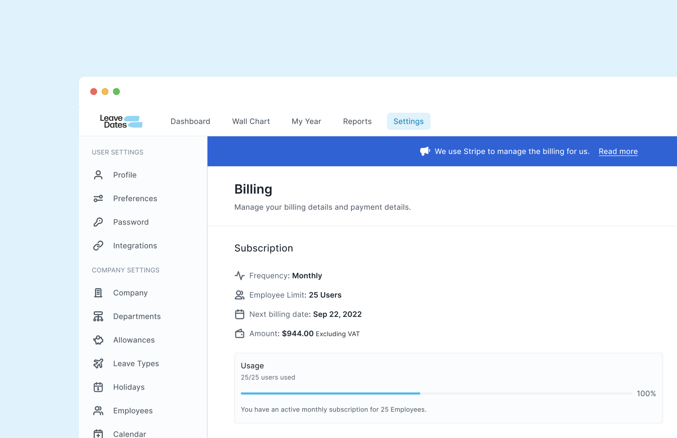 Fluent subscription management with Stripe. billing design system figma hr leave managment product design saas tetrisly ui ui design uidesign webapplication website