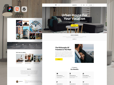 City home website design template for Vacation Rental bootstrap design figma graphic design hotel landing page template theme ui vacation rental website wordpress
