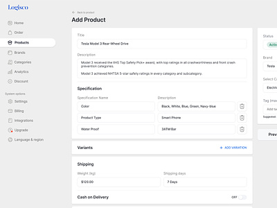Add Product Specification add product add variants admin panel complex sass ecommarce minimal product design product specification product upload product variants sass specification ui ux