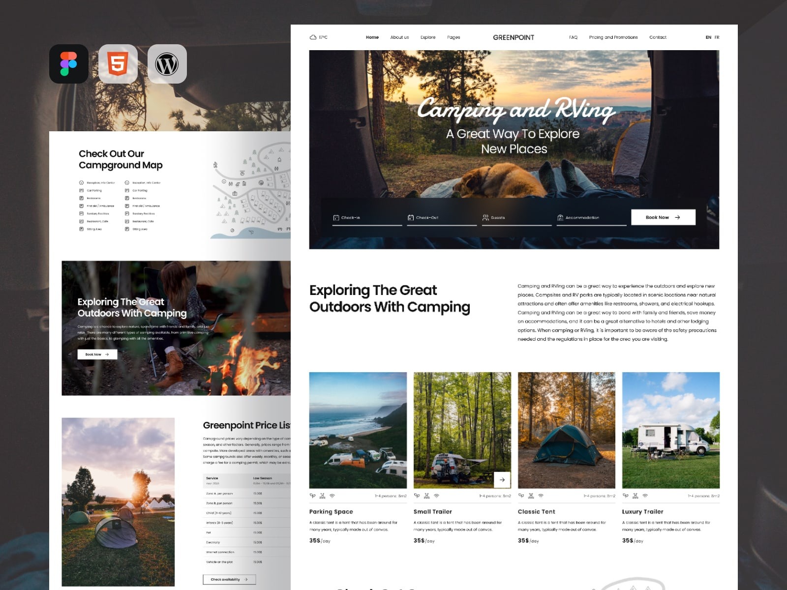 Example of Camping and RV design template for outdoor accommodations