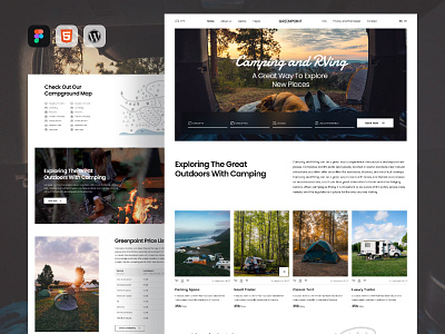 Camping and RV design template for outdoor accommodations bootstrap design figma graphic design hotel landing page template theme website wordpress