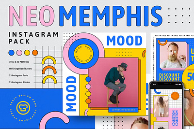 Neo Memphis Instagram Pack branding instagram instagram banner instagram post instagram post template instagram posts instagram posts template instagram stories instagram stories template instagram story instagram story template instagram template instagram templates social media social media banner social media pack social media templates socialmedia stories ui