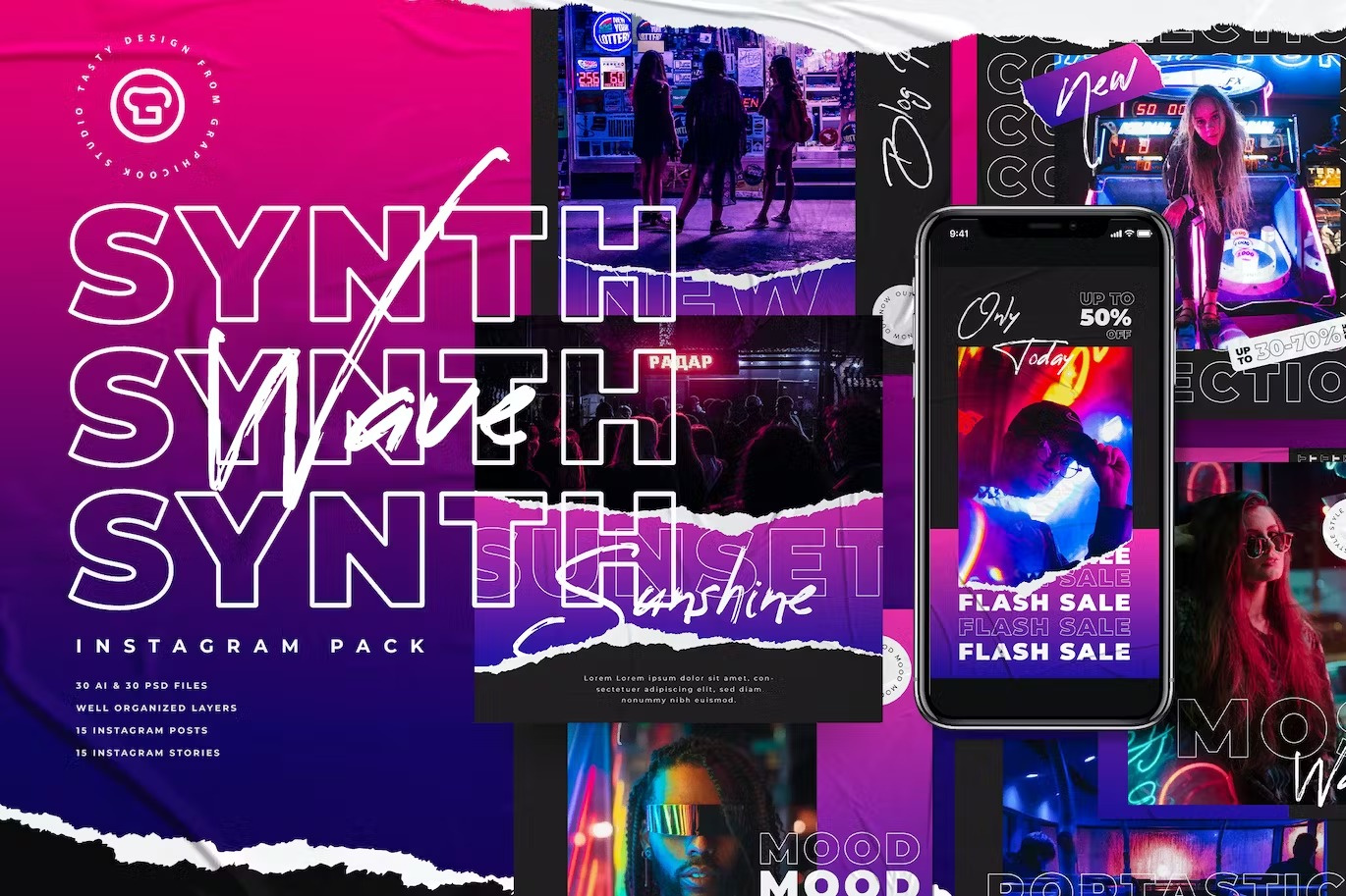 Fashion Wave Instagram Posts & Stories branding instagram instagram banner instagram post instagram post template instagram posts instagram posts template instagram stories instagram stories template instagram story instagram story template instagram template instagram templates social media social media banner social media pack social media templates socialmedia stories ui