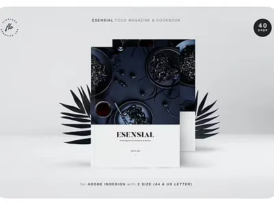 Esensial Food Magazine & Cookbook a4 book booklet brochure catalog catalogue clean editorial flyer indesign layout lookbook magazine minimal modern photography portfolio print proposal template
