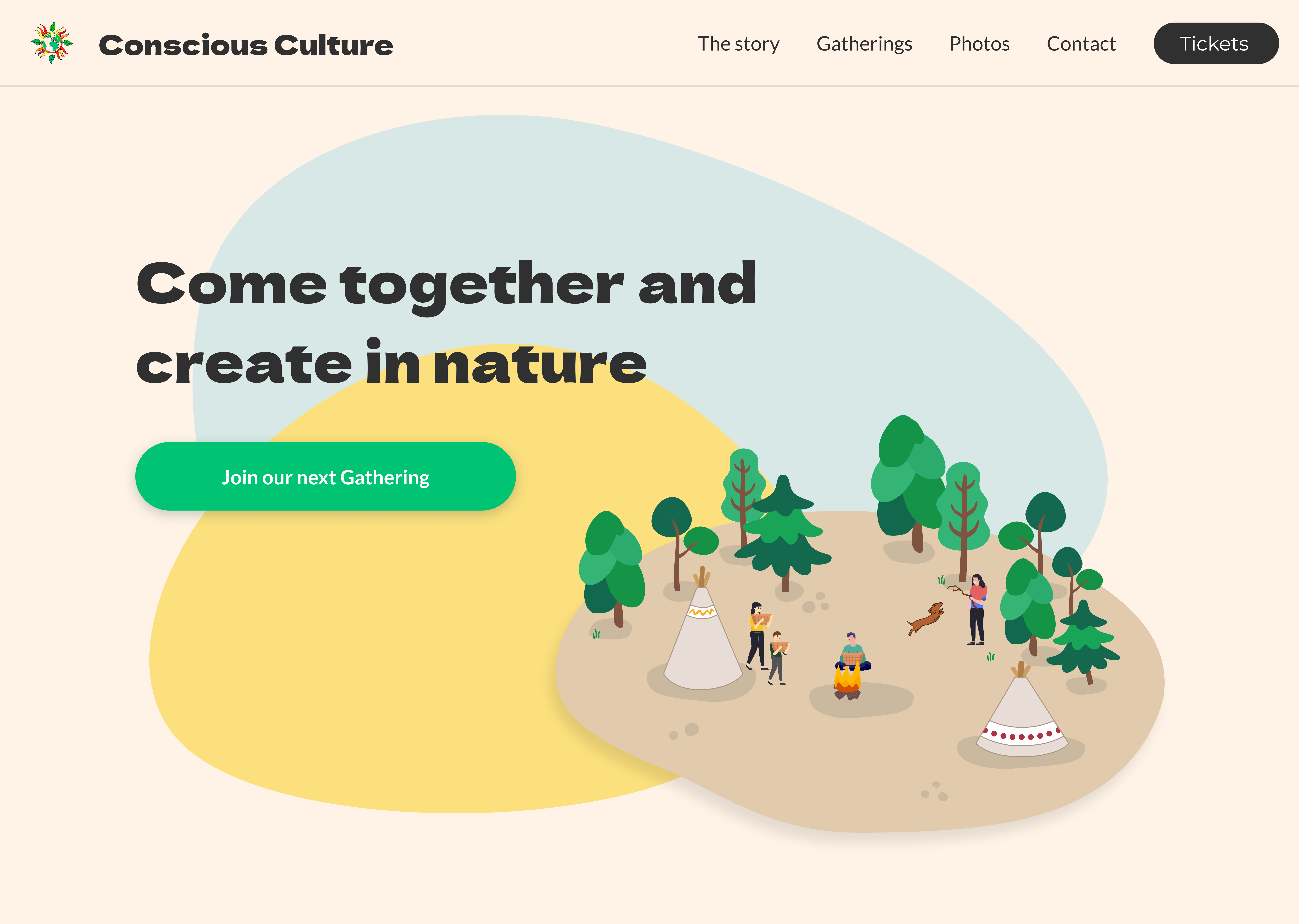 Conscious culture concept branding conscious cute environmental graphic design green landing page nature organic sustainable web design