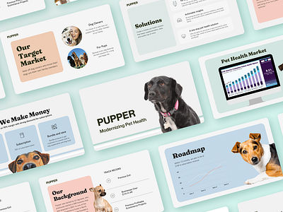 Pupper Pet Health Pitch Deck Design colorful design dog food google slides graphic design minimal minimalist modern pet branding pet brands pet health pets pitch deck pitch deck design pitch deck designer pitch decks powerpoint presentation presentation deck presentation design