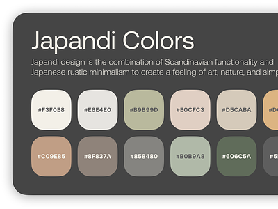 Japandi Color Palette color palette colors earthy hex codes japandi japanese rustic scandinavian tones