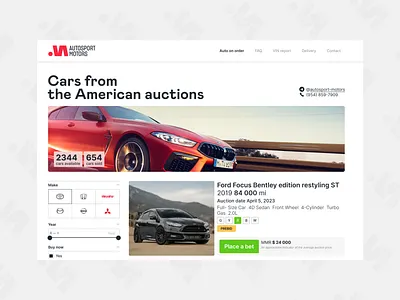 Autosport Motors. Cars from the American auctions auto auctions design graphic design ui uxui website