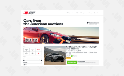 Autosport Motors. Cars from the American auctions auto auctions design graphic design ui uxui website
