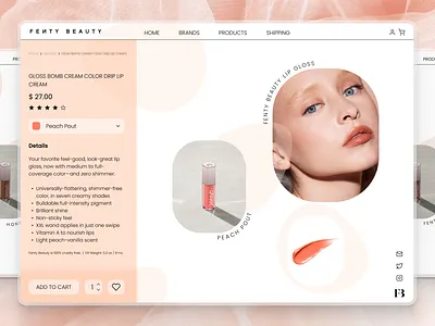Fenty Beauty Redesign design fenty fentybeauty graphic design peachpink productdetailpage rihanna ui ux websitedesign