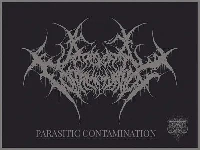 PARASITIC CONTAMINATION brutal death metal logo death metal logo design graphic design logo metal logo slam logo slamming brutal death metal logo typography