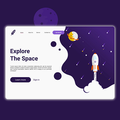 Landing Page design about space. design flat landing page landingpagedesign ui