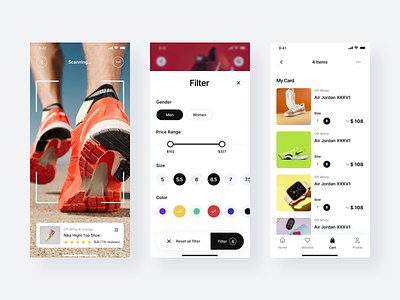 Tokosport77 - Ecommerce App app cart checkout details display ecommerce filter kit mobile online payment popup product scan shoes shop sport store thumbnail ui