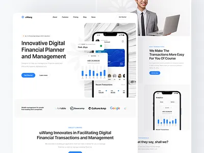 uWang ⏤ Finance Landing Page 💰 app bank bank card bank mobile app banking card design digital bank finance finance landing page finance mobile app financial fintech landing page minimal money ui ux web website