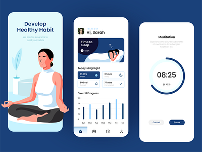 Healthy Habit mobile app app character design habit app healthy app illustration mobile mobile app modern design people ui uiux ux