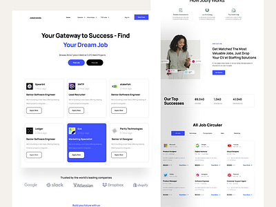 Job finder platform-Website branding career finder hire hiring platform job finder platform website job listing job platform job portal job search job seeker landing page minimal recruitment ui ui design web app web design web site website
