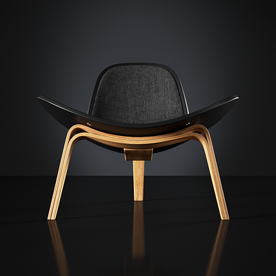 W E G N E R | shell 3d black chair design hans industrial industrialdesign lighting minimalism render scandinavian tree vray wegner wood