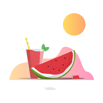 Sunny Water Melon Day animation app branding design fruit graphic design illustration juice logo motion graphics sip spring summer typography ui ux vector watermelon