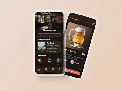 Brew room Mobile animation app branding color design illustration motion graphics typography ui