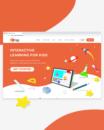 Hugs Are Free Website Landing Page UI Design and Illustration animation basic knowledge branding children design education educational website graphic design illustration illustrator kindergarten landing page learning for kids logo non profit organization primary education rockets stars ui website design