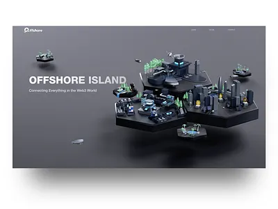 Blockchain to Center Island branding c4d design octane ui web